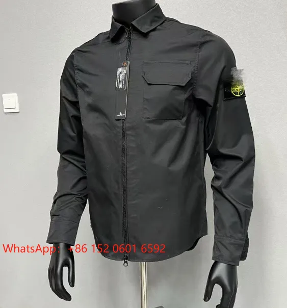 Stone Island Zip-Up Shirt Black