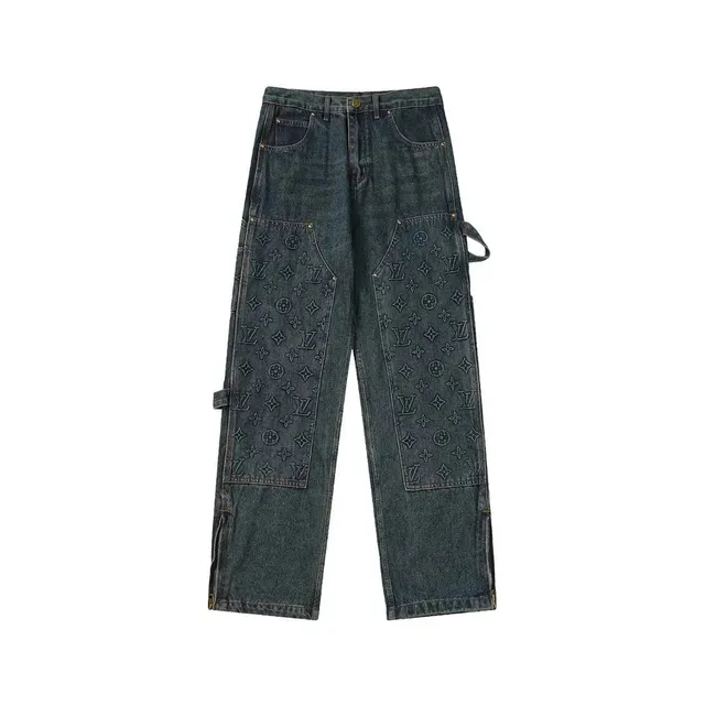 Louis Vuitton Monogram Denim Trousers Embroidered LV Patchwork