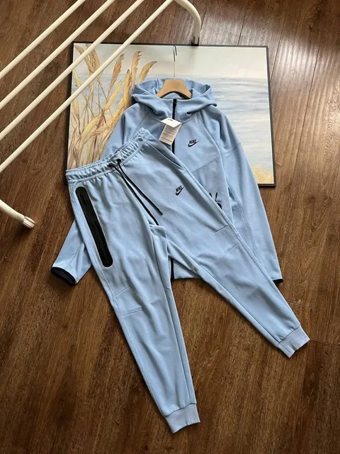 Nike Tech Fleece Hoodie and Joggers Light Blue