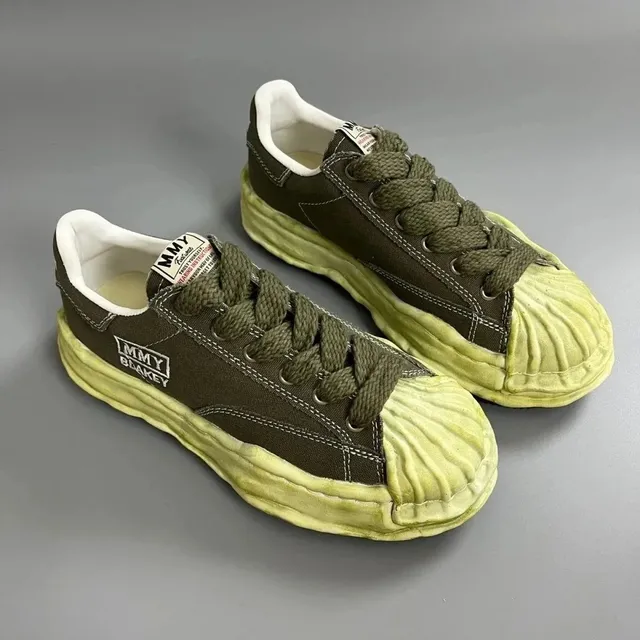 Canvas Sneaker Olive Green with Distressed Sole