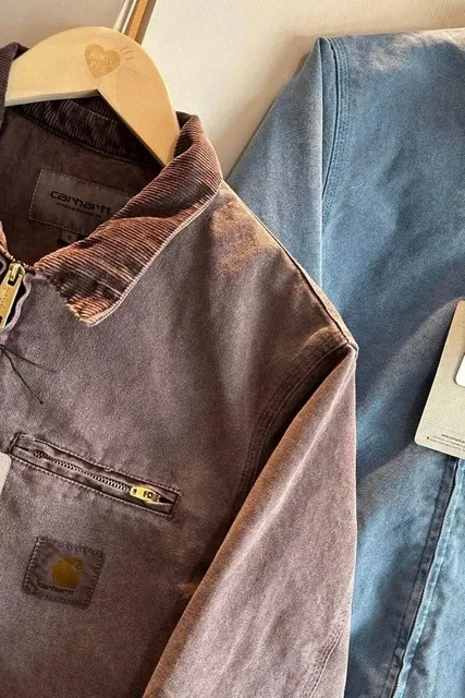Carhartt Trucker Jacket Corduroy Collar Brown