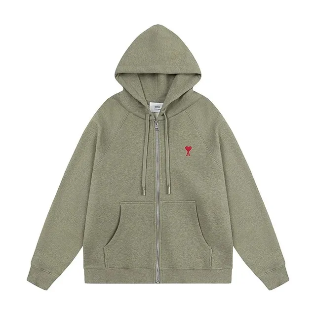 Off-White Zip-Up Hoodie Heart Logo