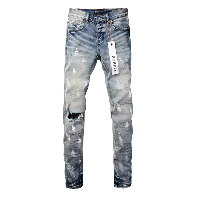 Purple Brand Distressed Slim Fit Jeans Washed Destroyed