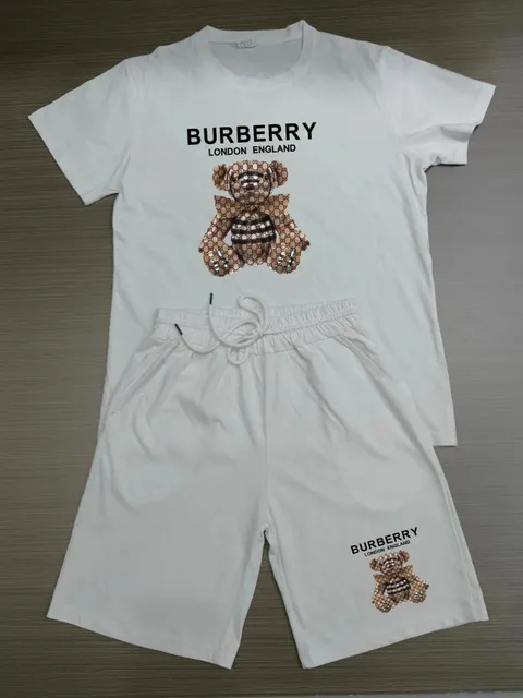 Burberry T-Shirt and Shorts Set Bear Logo Print
