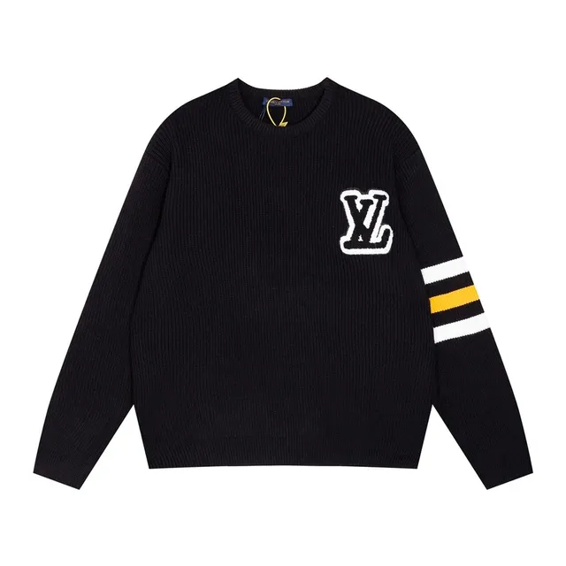 Louis Vuitton Knit Sweater LV Logo with Striped Sleeve