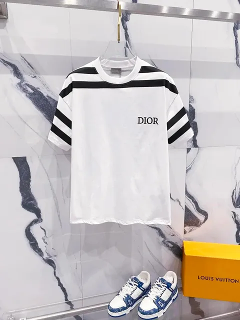 Dior Striped Logo T-Shirt Black Stripe