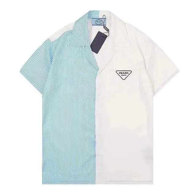 Prada Short-Sleeve Shirt Color-Block Striped