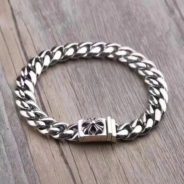 Chrome Hearts Curb Chain Bracelet Cross Logo Clasp