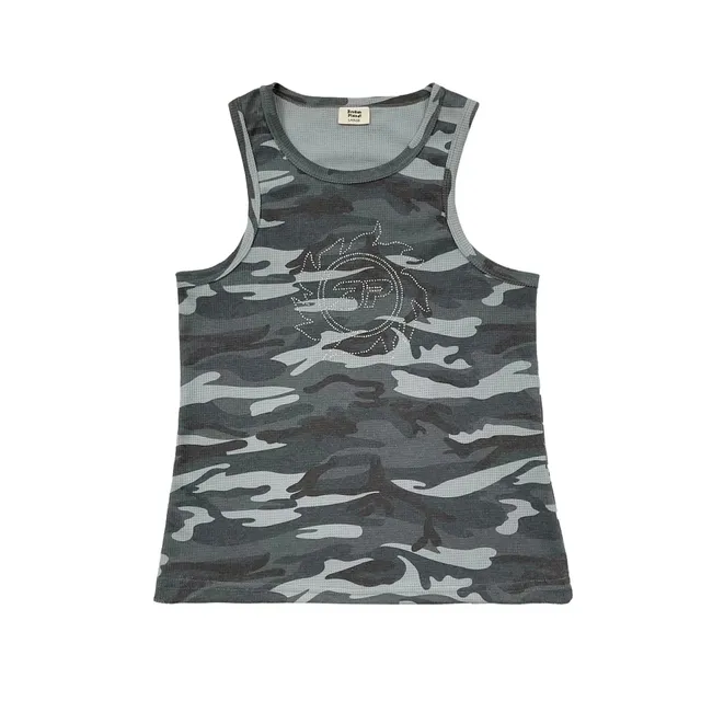 Broken Planet Tank Top Camo Print with Rhinestone Logo