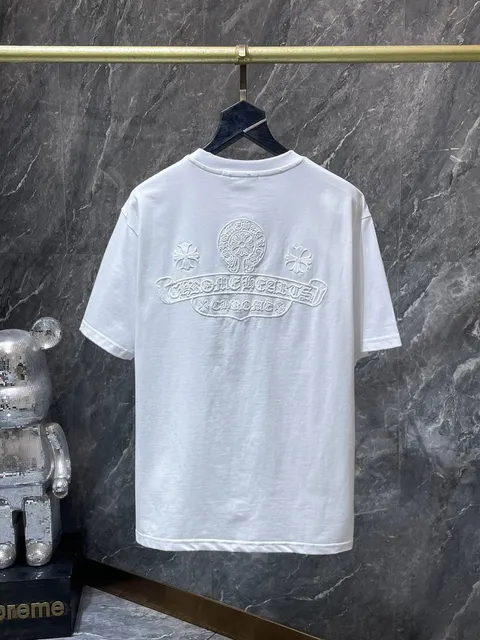 Chrome Hearts Embroidered T-Shirt White with Raised Logo