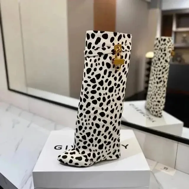 Givenchy Lock Boot Dalmatian Print