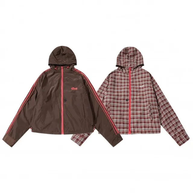 BAPE Shark Hooded Jacket Brown/Plaid