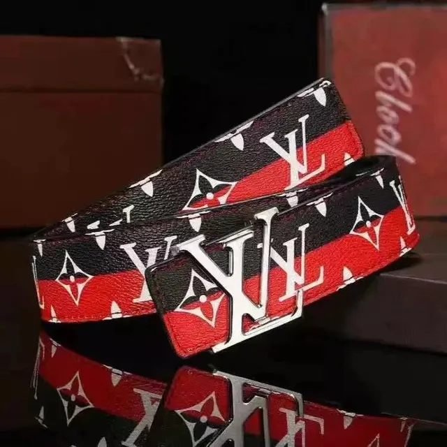 Louis Vuitton LV Monogram Belt Red Black White Stripe