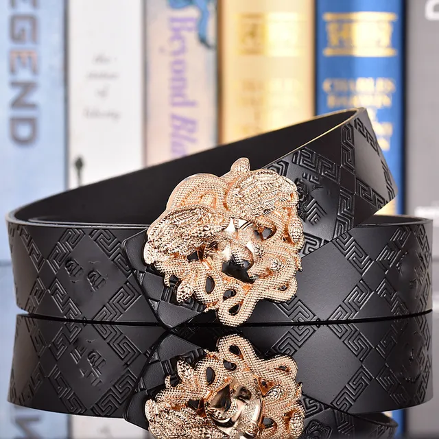 8 # Gold Buckle+Antique Medusa Black