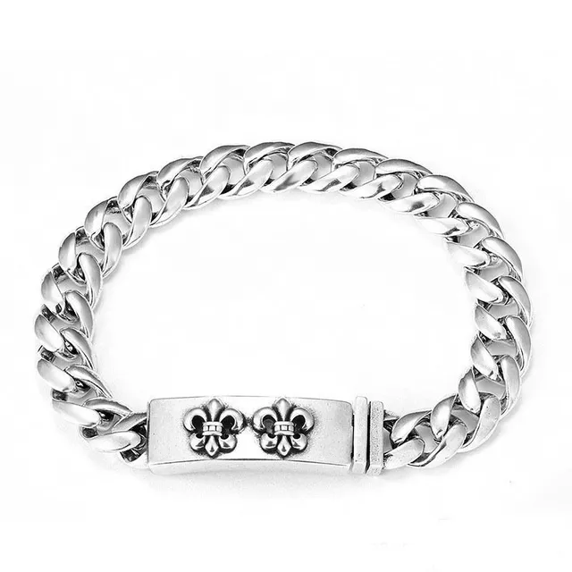 Chrome Hearts Curb Chain Bracelet Fleur-de-Lis Clasp