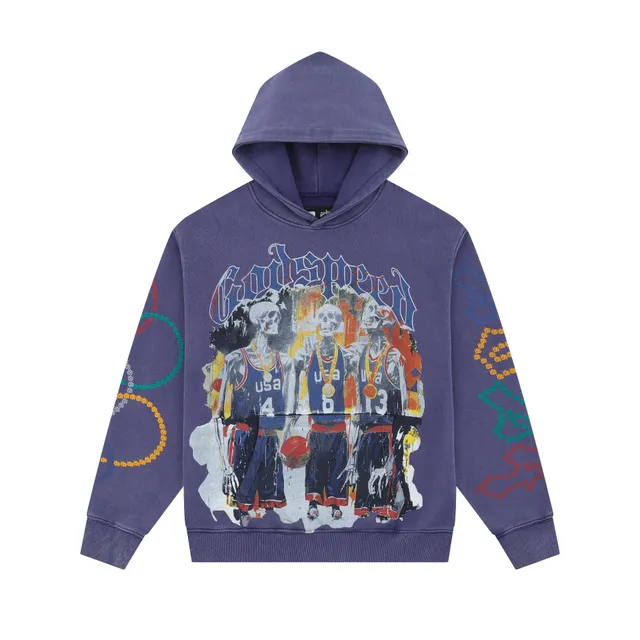 Godspeed Graphic Hoodie Skeleton USA Basketball Print