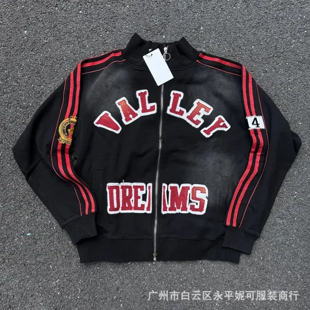 立领卫衣/脏染黑