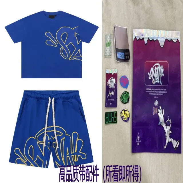 Syna World T-Shirt and Shorts Set Corteiz Logo Print
