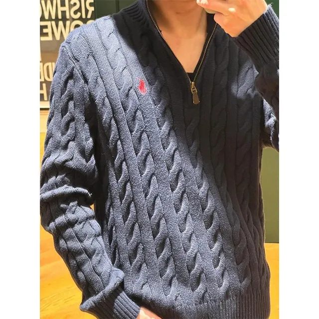宝蓝色 拉链毛衣