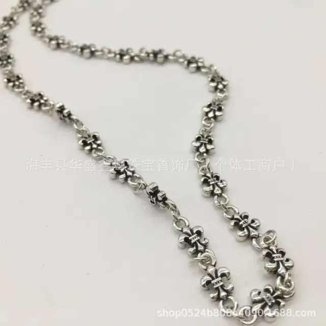 Chrome Hearts Fleur-de-Lis Chain Necklace Cross Motif Link