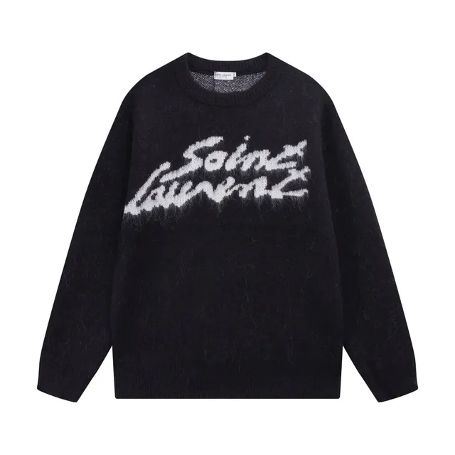 Saint Laurent Knit Sweater Logo Intarsia