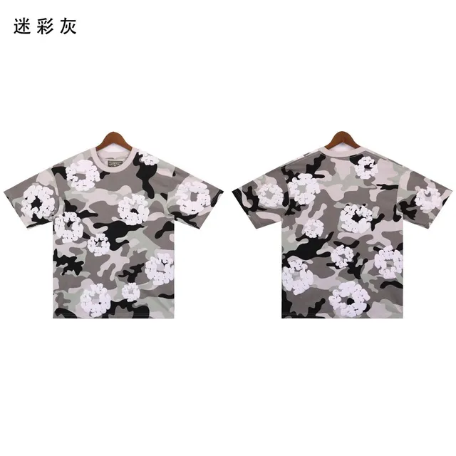 Short-Sleeve T-Shirt Camouflage with Floral Appliqué