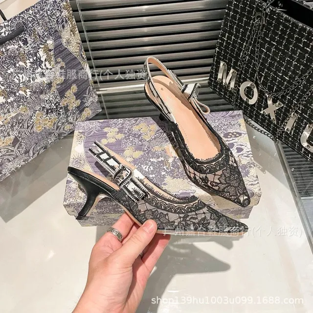 Dior Slingback Heel Lace-Embellished