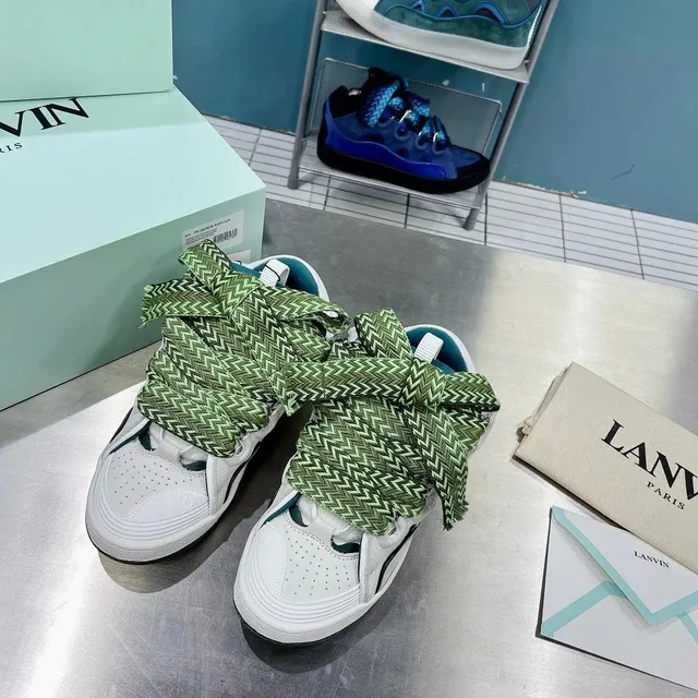 LANVIN Trainer Green Chevron Laces