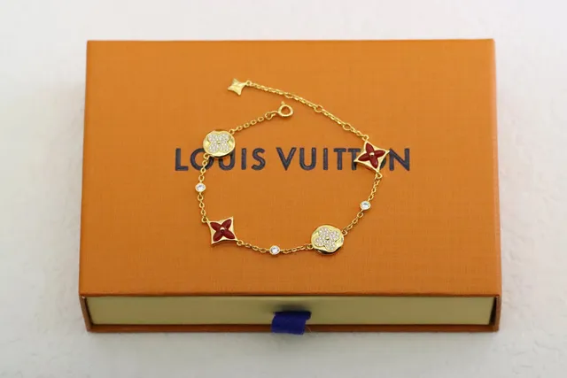Louis Vuitton Flower Bracelet Gold with Red Enamel and Diamonds