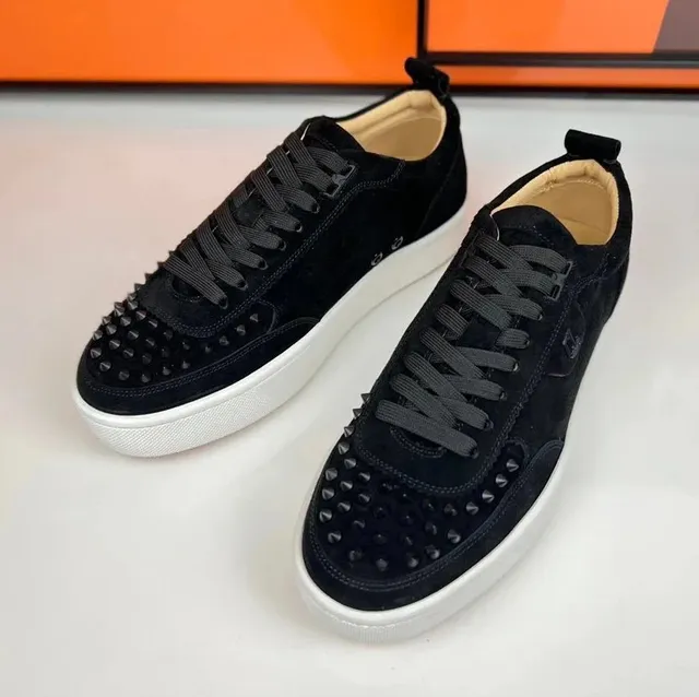 Christian Louboutin Louis Junior Spiked Suede Black