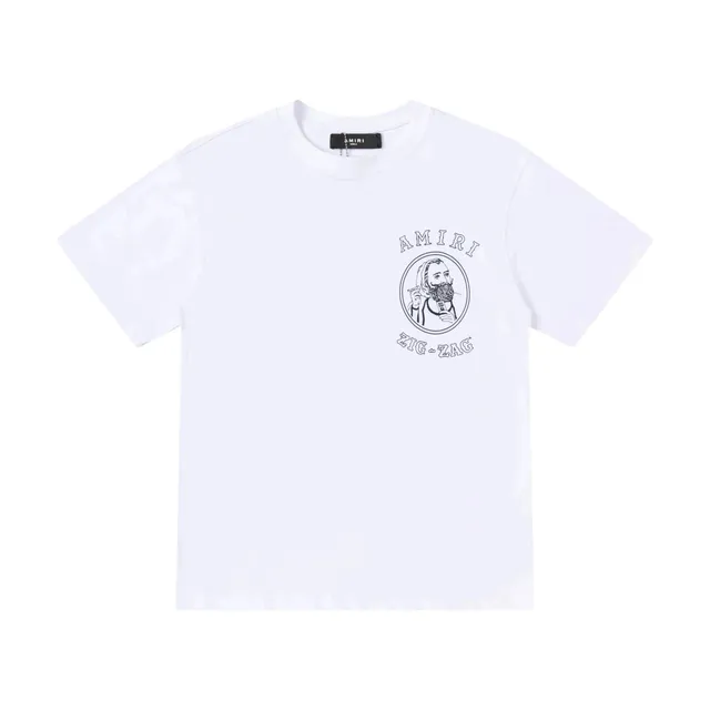Amiri Zig-Zag Graphic Tee Bearded Man Print
