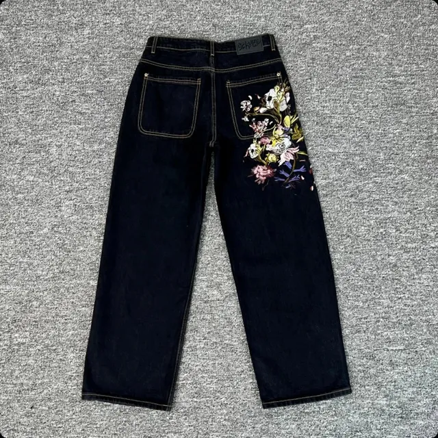 Derschutze Embroidered Jeans Floral Patch