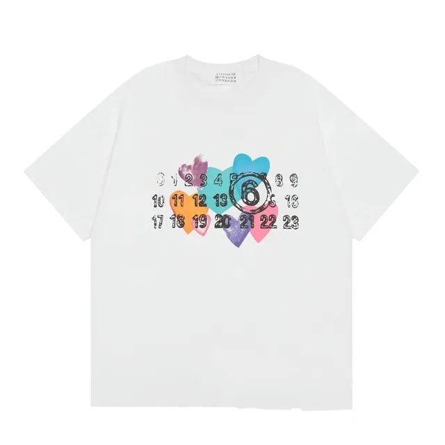 Maison Margiela Graphic Tee Heart Calendar Print