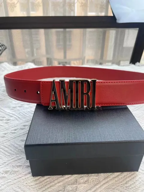 Amiri Logo Belt Red with Black Logo