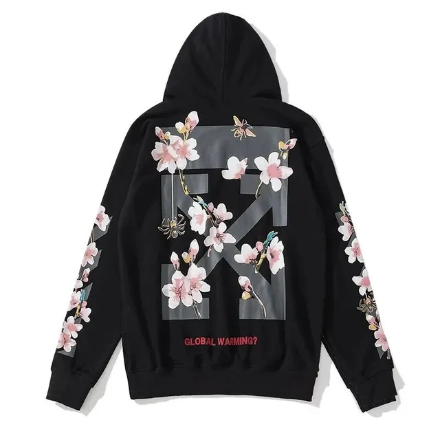 Off-White Zip-Up Hoodie Floral Print