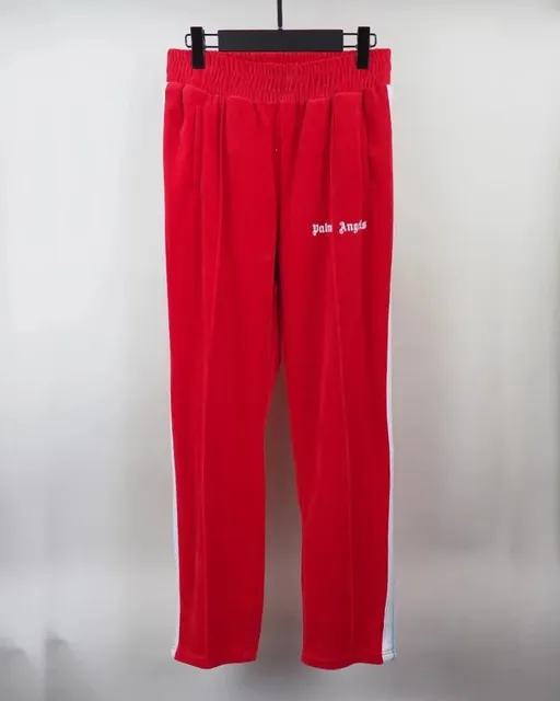 Palm Angels Velour Track Pants White Stripe