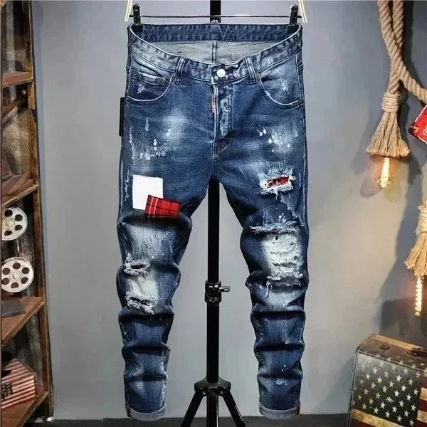 Amiri Distressed Slim Jeans Patchwork Ripped