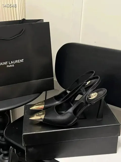 Saint Laurent Tribute Slingback Metallic Toe Cap