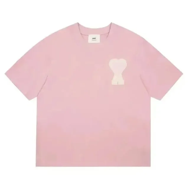 AMI Paris Heart Logo T-Shirt Pastel Pink