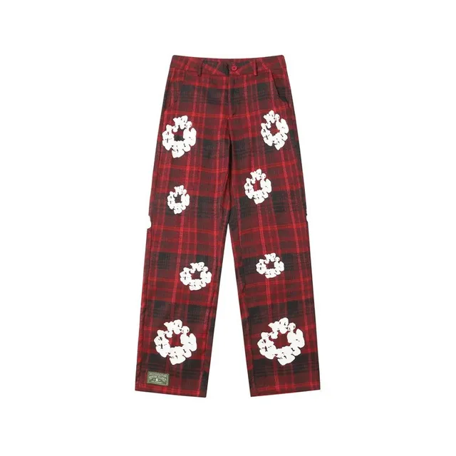 Corteiz Plaid Trousers Wreath Print