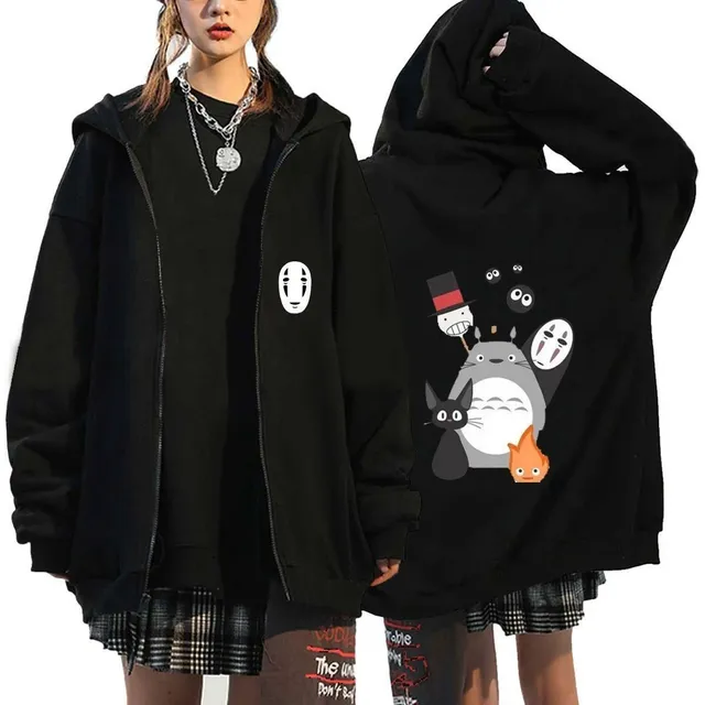 Zip-Up Hoodie Studio Ghibli Characters Print
