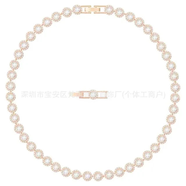 白水晶罗马玫瑰金项链