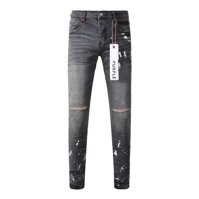 Distressed Slim Fit Jeans Paint Splatter