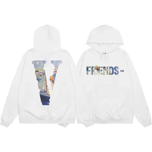 Off-White Hoodie Painted V and FRIENDS Graphic