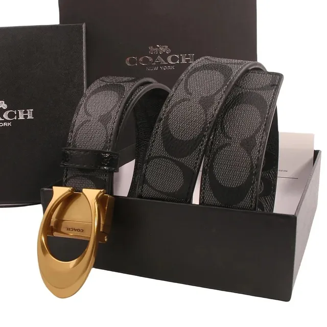 Coach Signature Canvas Belt Gold Buckle