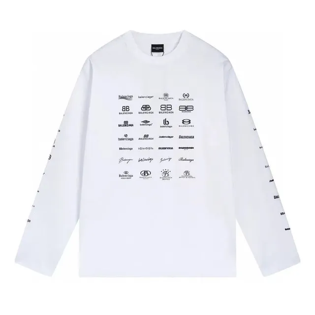 Balenciaga Logo Print Long-Sleeve Tee Multi-Logo