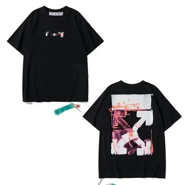 Off-White Arrow Graphic T-Shirt Black with Paint Splatter Print