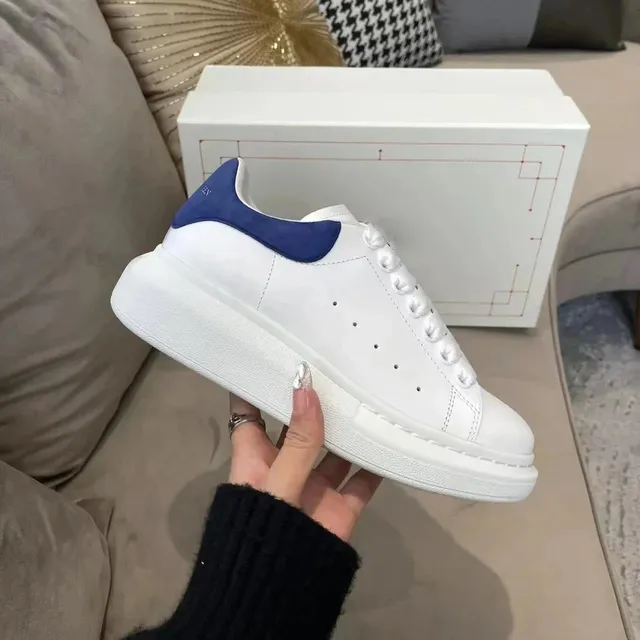 Alexander McQueen Oversized Sneaker White with Navy Suede Heel Tab
