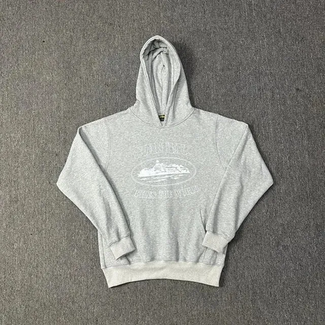 Hooded Sweatshirt Heather Grey with White Graphic