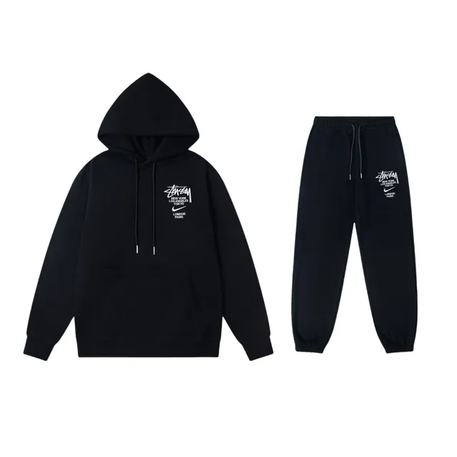 Stüssy × Nike Hoodie and Joggers Set World Cities Print